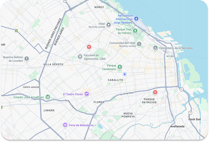 Mapa de las zonas de delivery en CABA